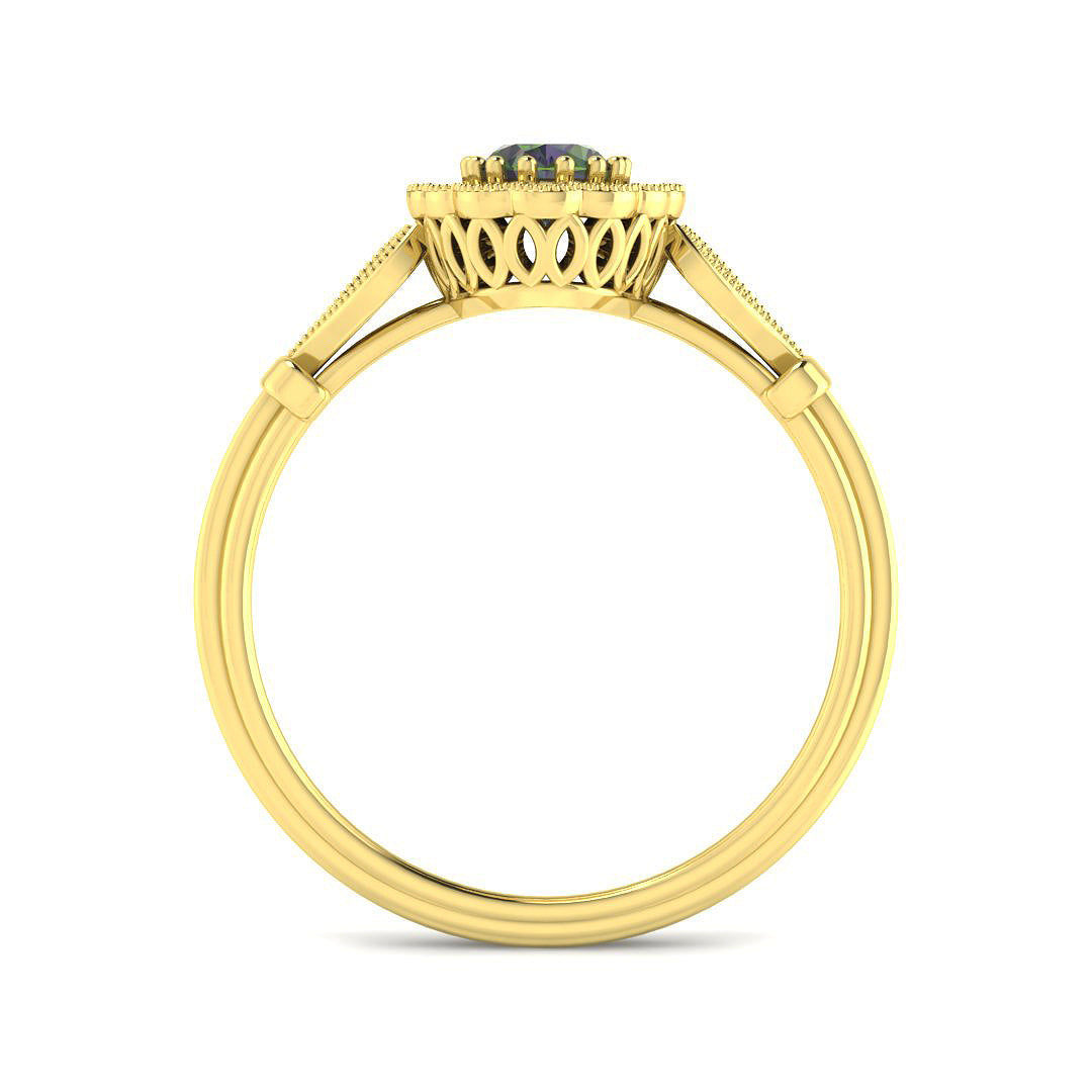 9ct Yellow Gold Oval Teal Sapphire and Diamond Ring 2