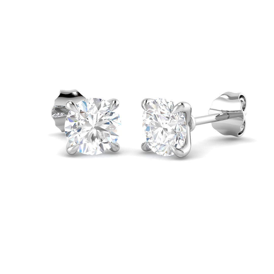 9ct White Gold Round Lab Grown Diamond Earrings 1