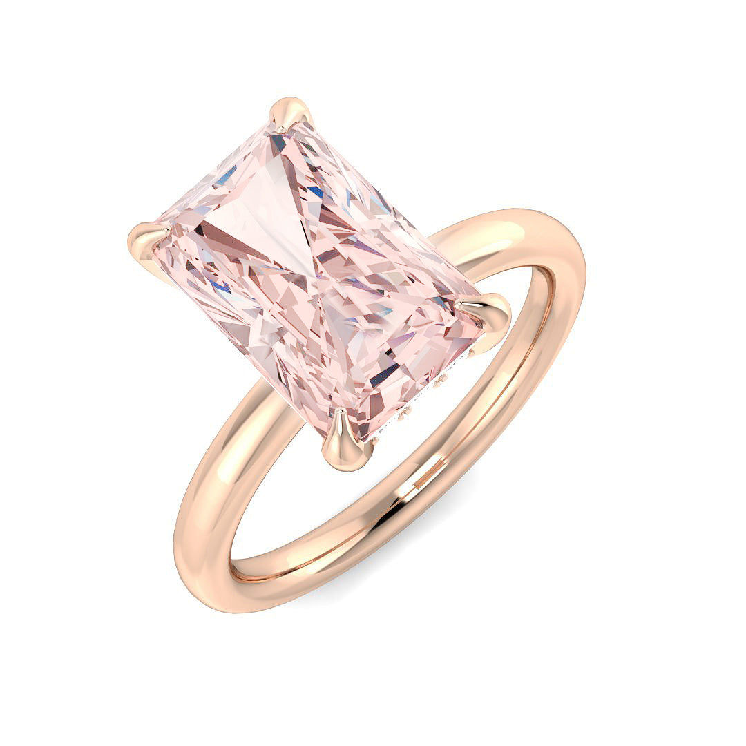 9ct Rose Gold Radiant Lab Grown Diamond and Lab Pink Diamond Ring 1