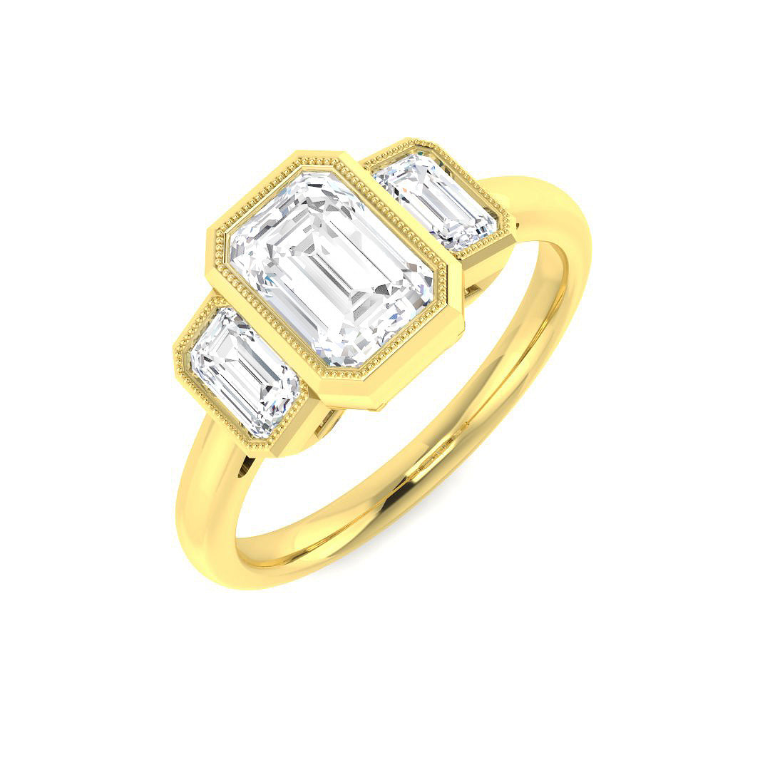 9ct Yellow Gold Emerald Cut Lab Grown Diamond Ring 1