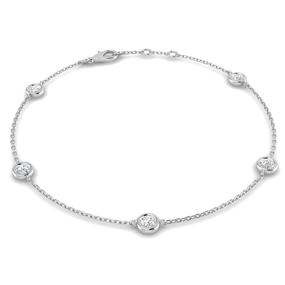 9ct White Gold Round Lab Grown Diamond Bracelet 1