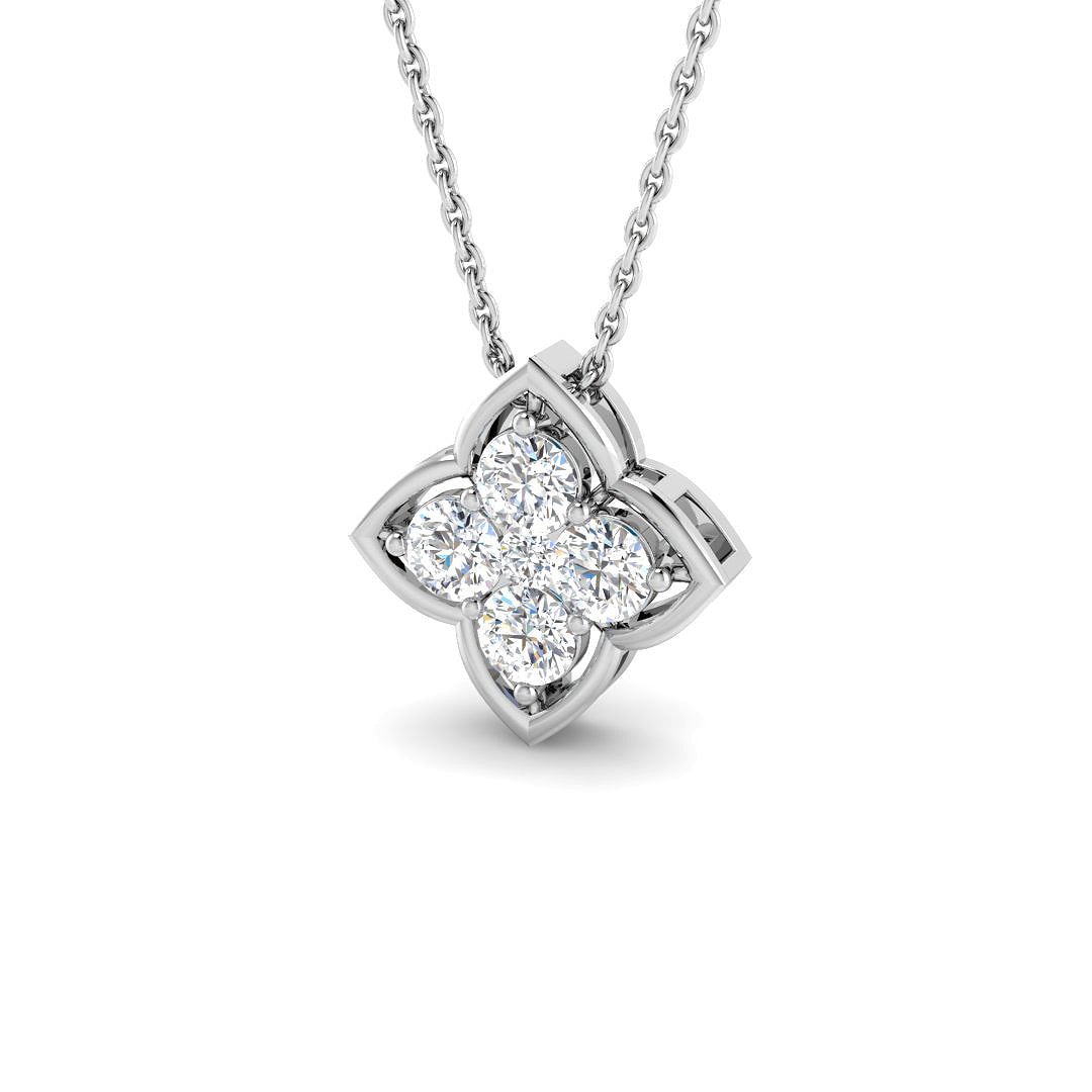 9ct White Gold Round Lab Grown Diamond Pendant 1