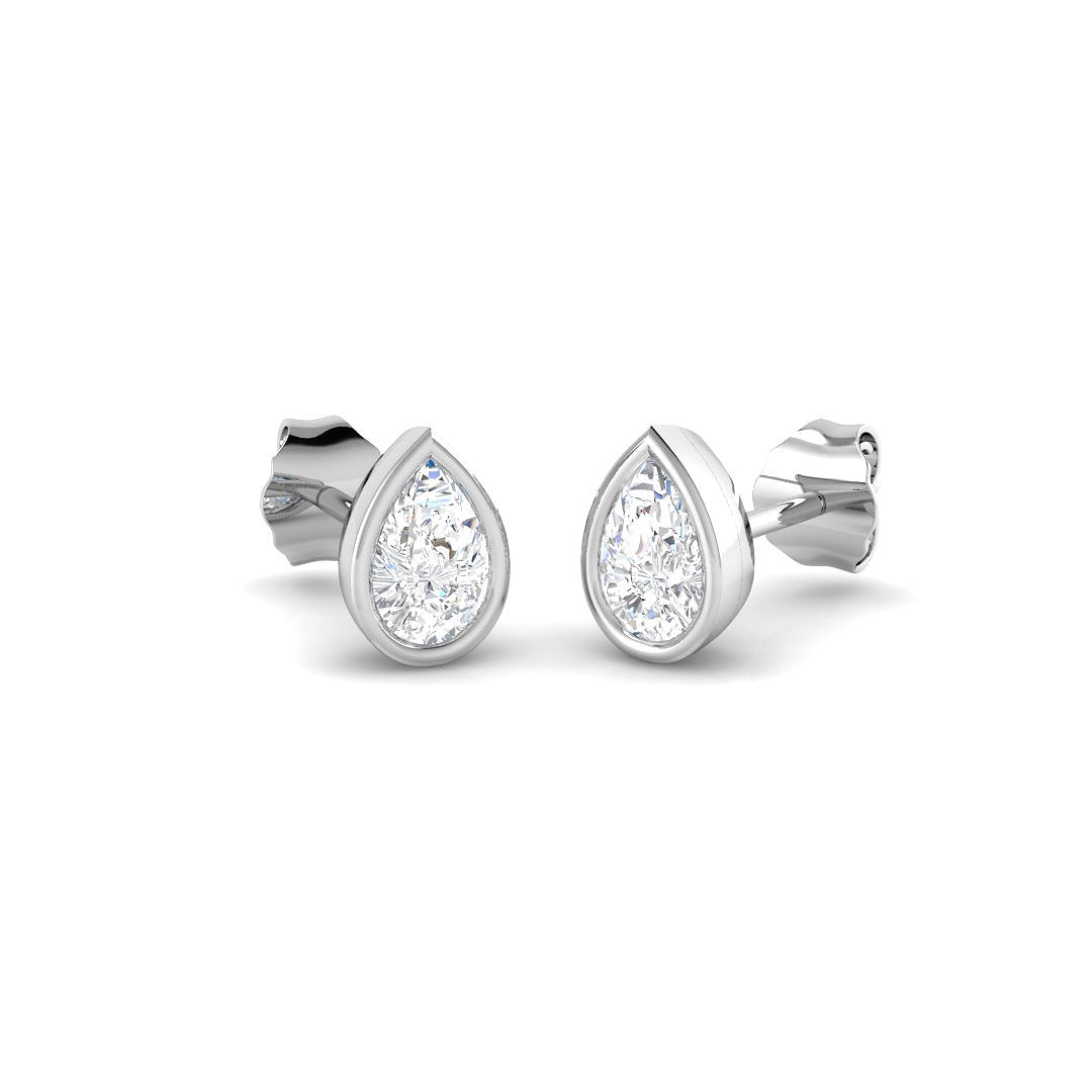 9ct White Gold Oval Lab Grown Diamond Earrings 1