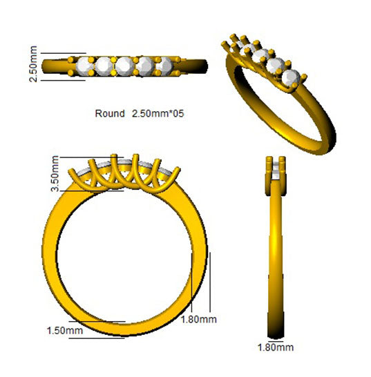 9ct Yellow Gold Round Lab Grown Diamond Ring 3