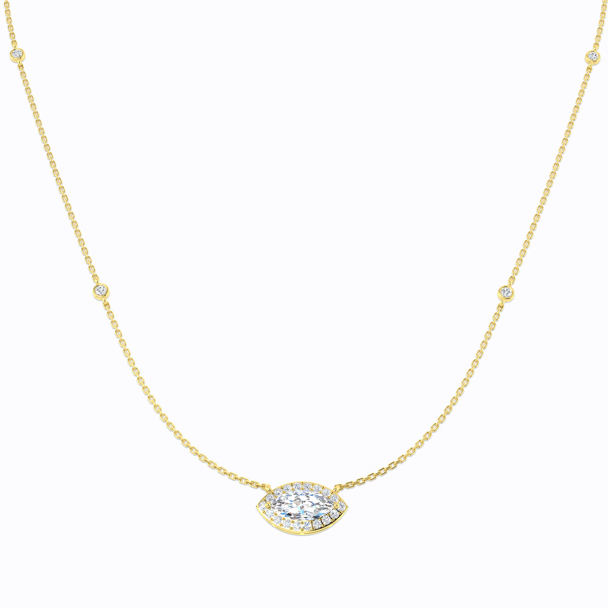 9ct Yellow Gold Marquise Lab Grown Diamond Necklace 1