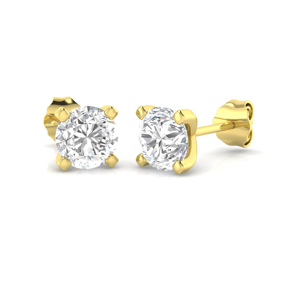 9ct Yellow Gold Round Lab Grown Diamond Earrings 1