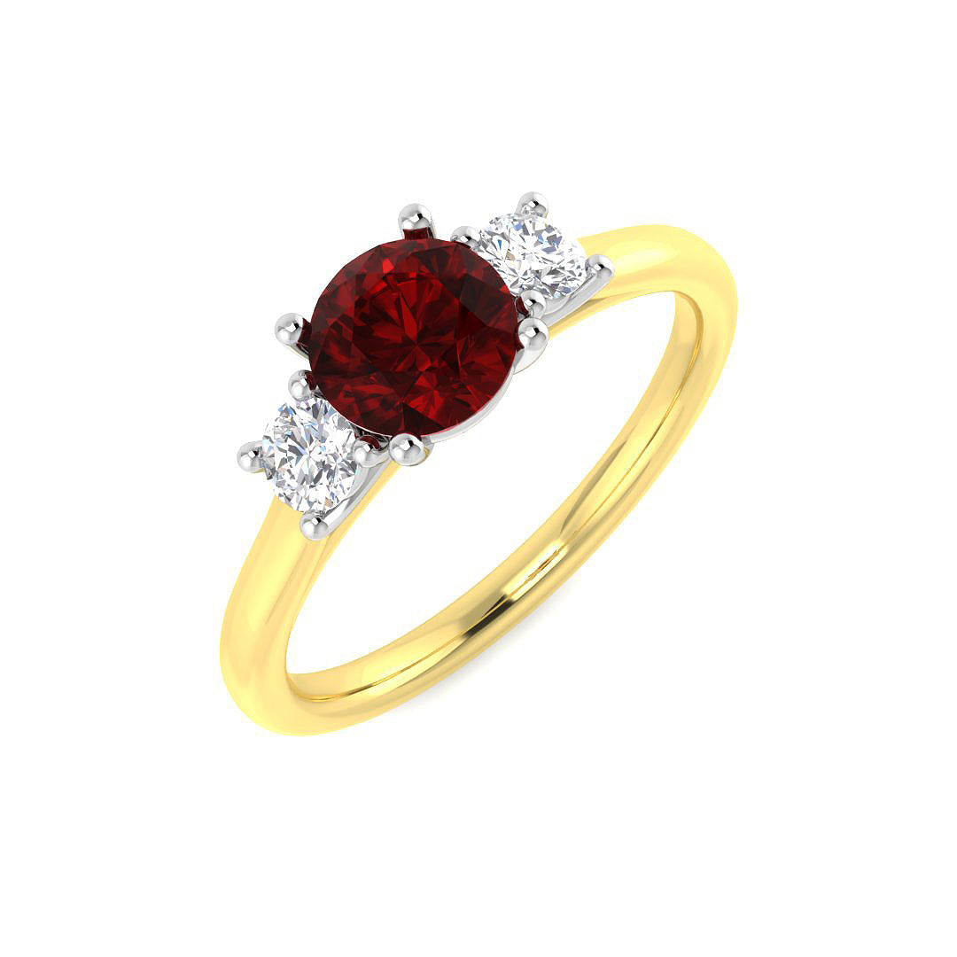 9ct Two Tone Round Ruby and Diamond Ring 1