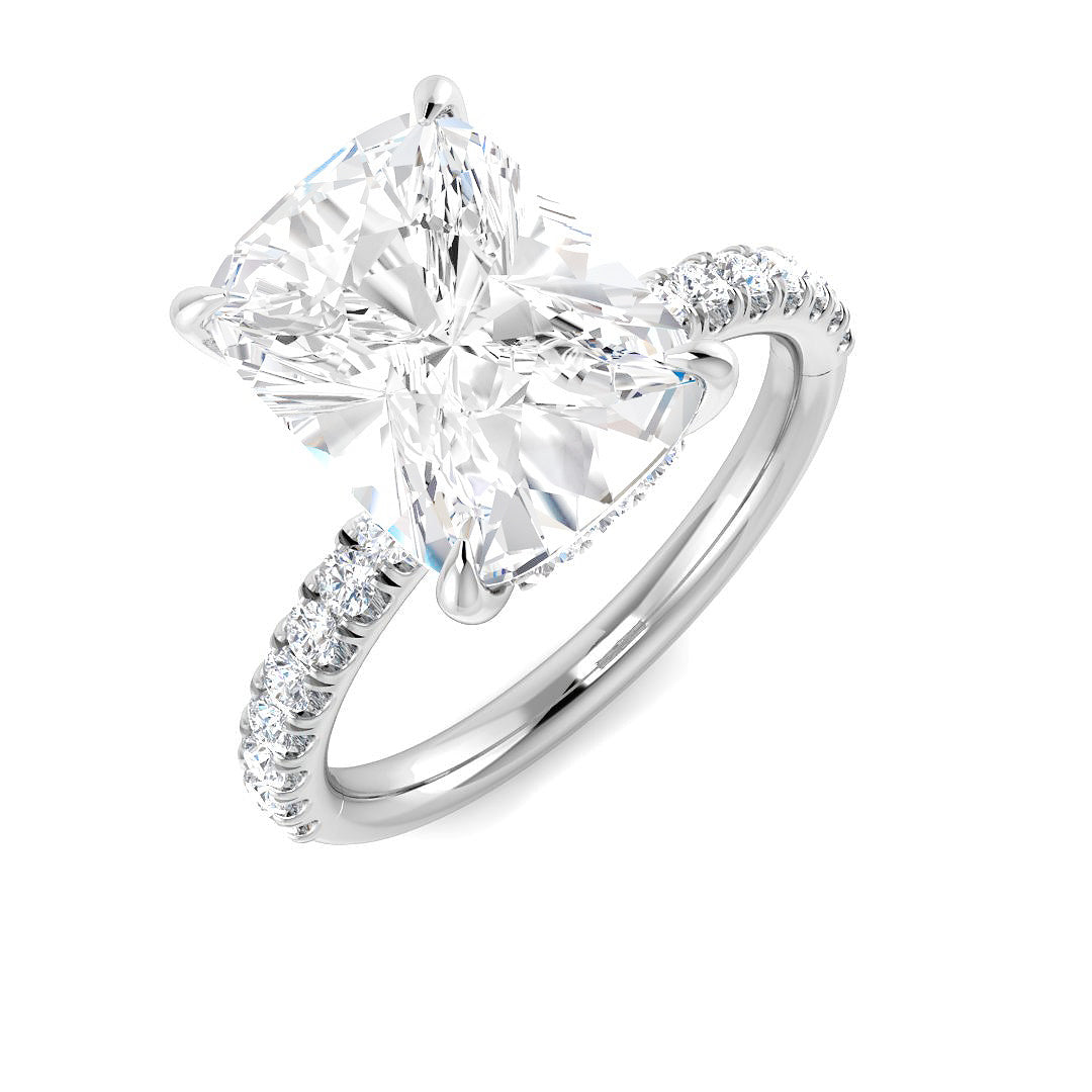 9ct White Gold Cushion Lab Grown Diamond Ring 1