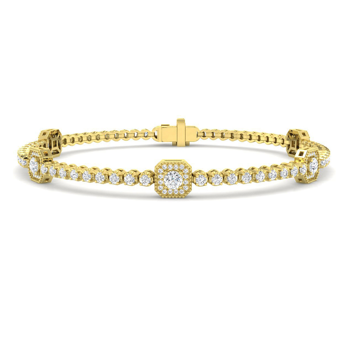 9ct Yellow Gold Round Lab Grown Diamond Bracelet 1