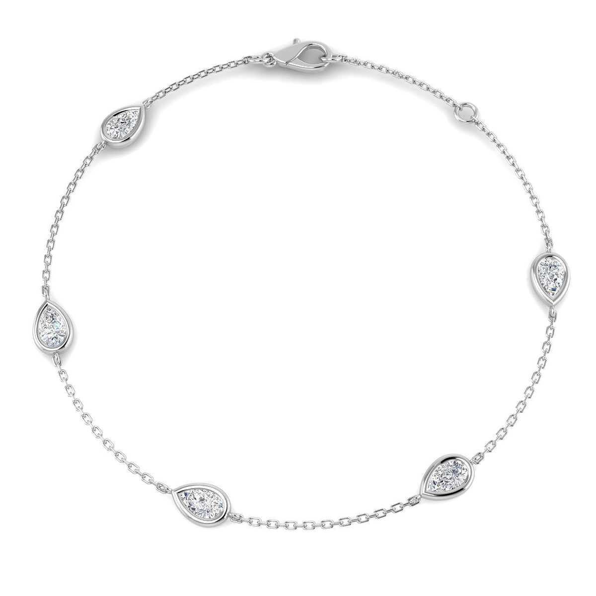 9ct White Gold Pear Lab Grown Diamond Bracelet 1