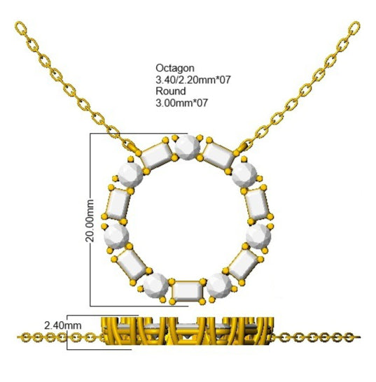 9ct Yellow Gold Emerald Cut Lab Grown Diamond Necklace 2