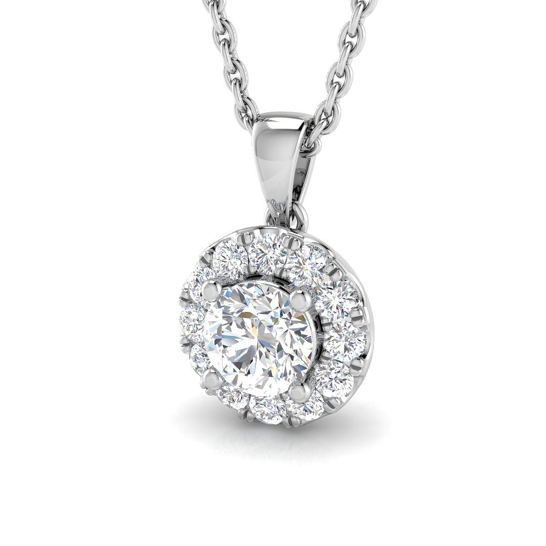 9ct White Gold Round Lab Grown Diamond Pendant 1