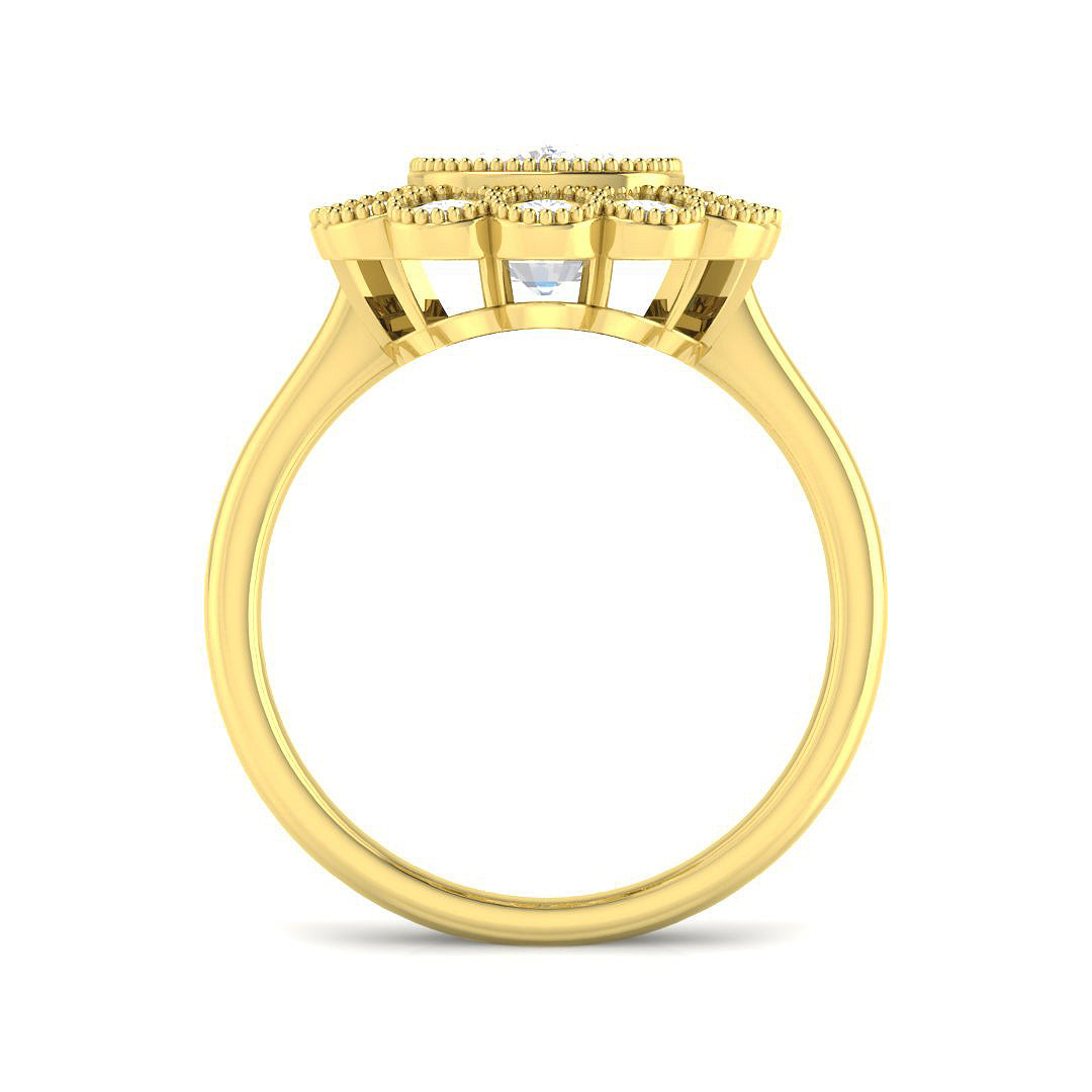 9ct Yellow Gold Cushion Cvd Old Cut Ring 2