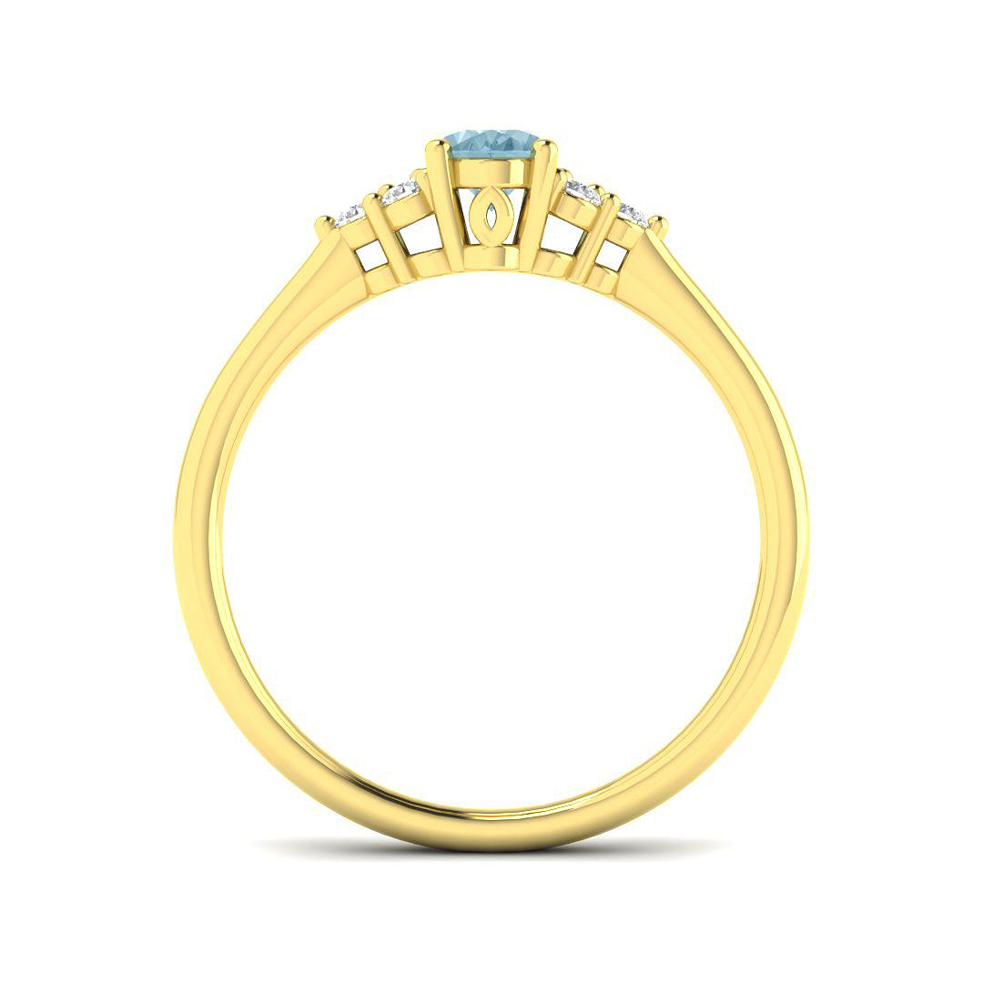 9ct Yellow Gold Oval Aquamarine and Diamond Ring 2