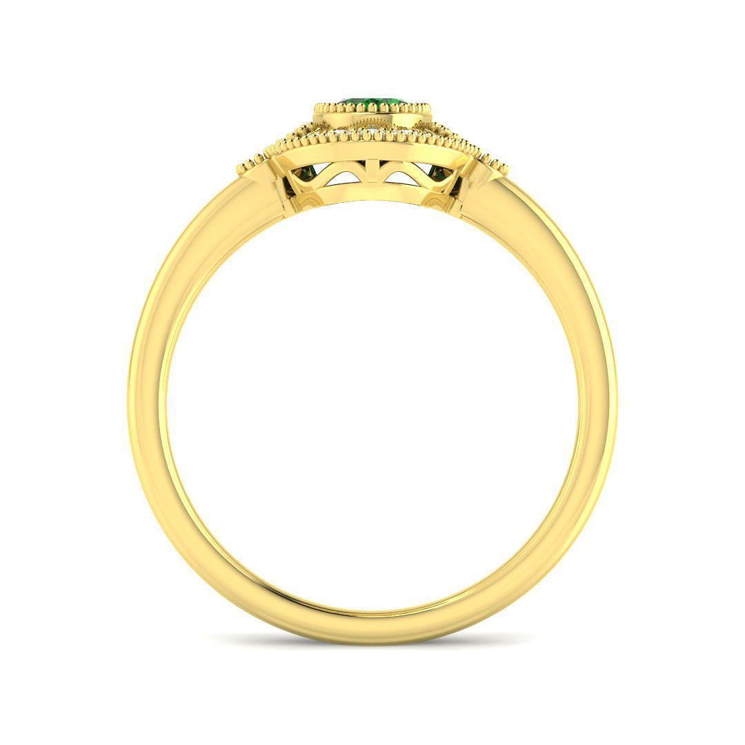 18ct Yellow Gold Oval Emerald and Diamond Ring 2