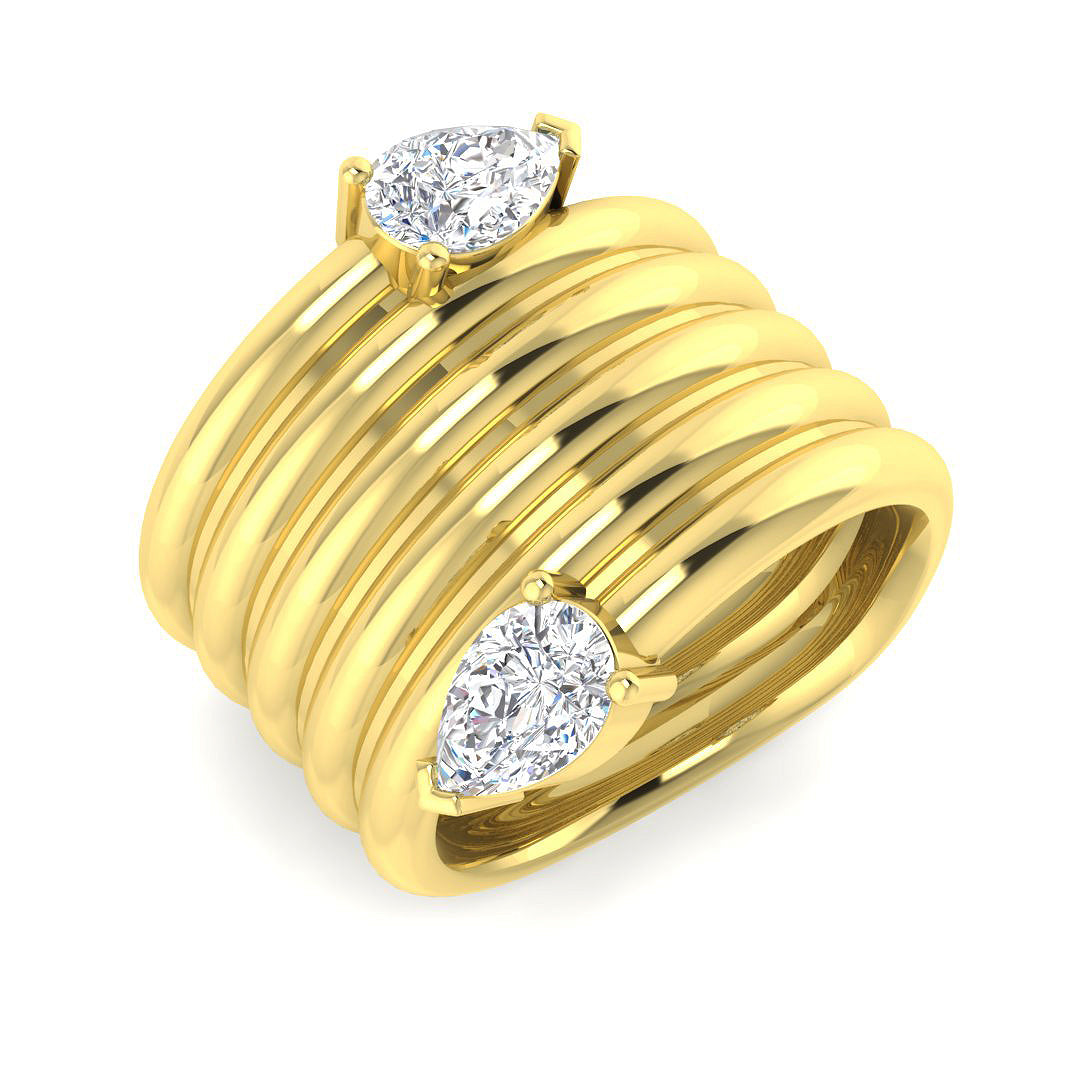 9ct Yellow Gold Pear Lab Grown Diamond Ring 1