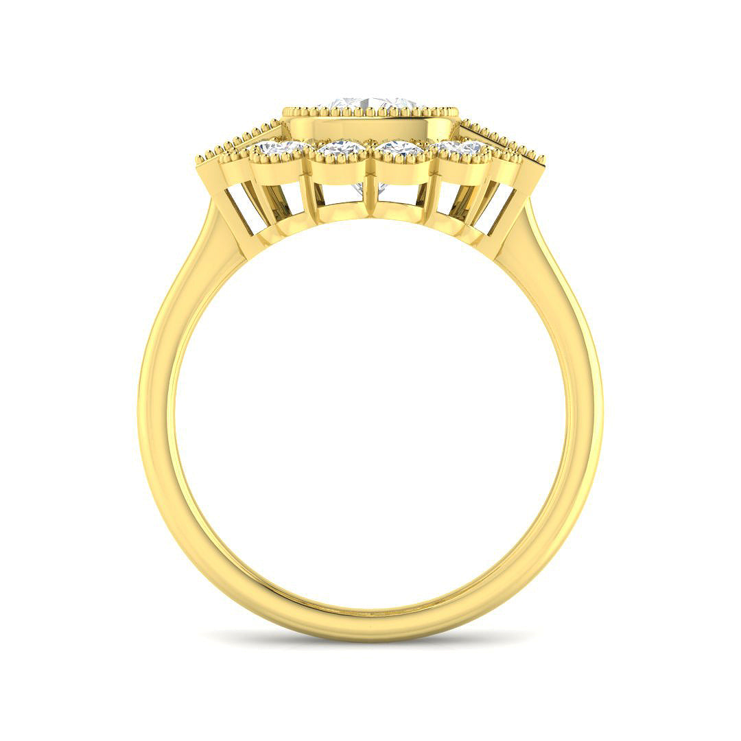 9ct Yellow Gold Baguette and Cushion Cvd Old Cut and Lab Grown Diamond Ring 2