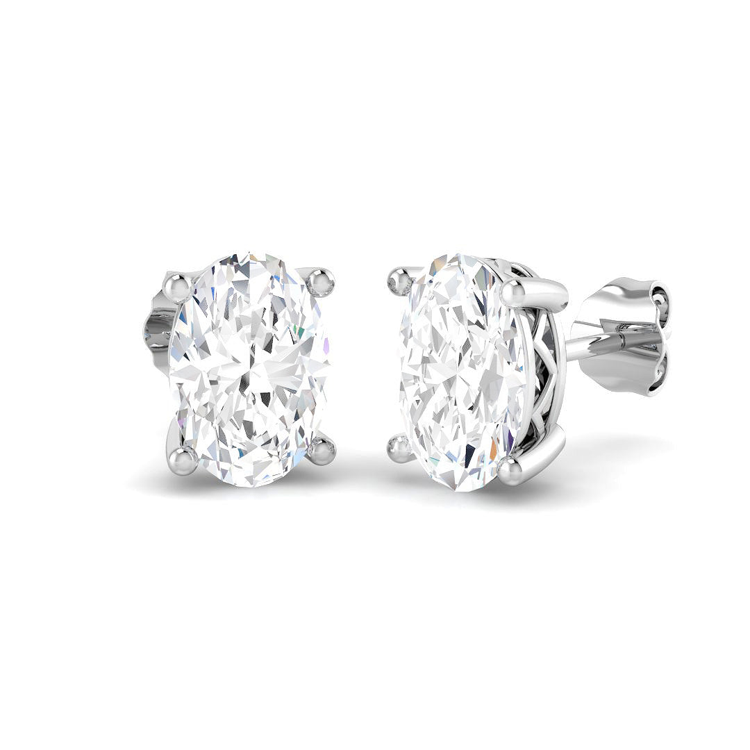 9ct White Gold Oval Lab Grown Diamond Earrings 1