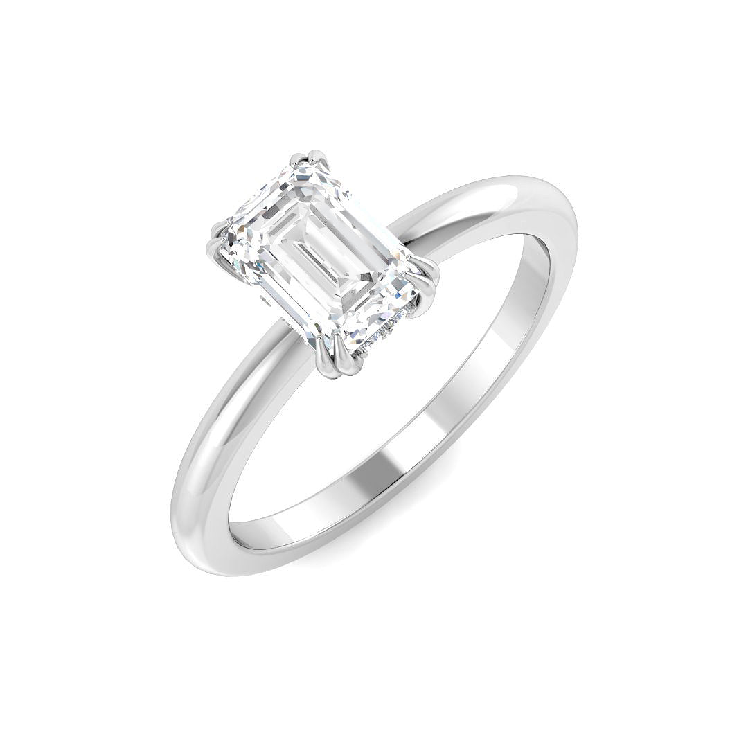 Platinum Emerald Cut Lab Grown Diamond Ring 1