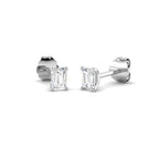 9ct White Gold Emerald Cut Lab Grown Diamond Earrings 1