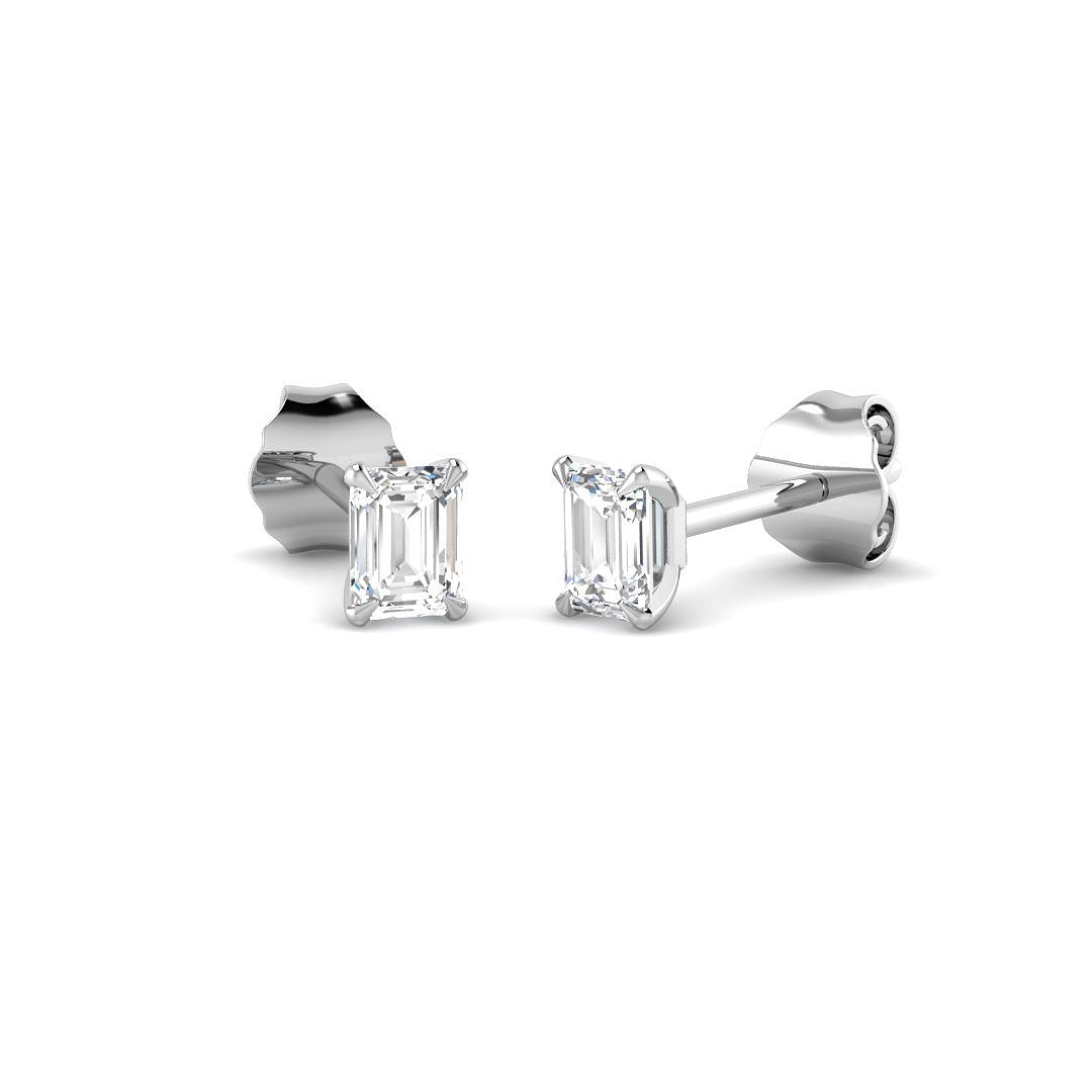 9ct White Gold Emerald Cut Lab Grown Diamond Earrings 1
