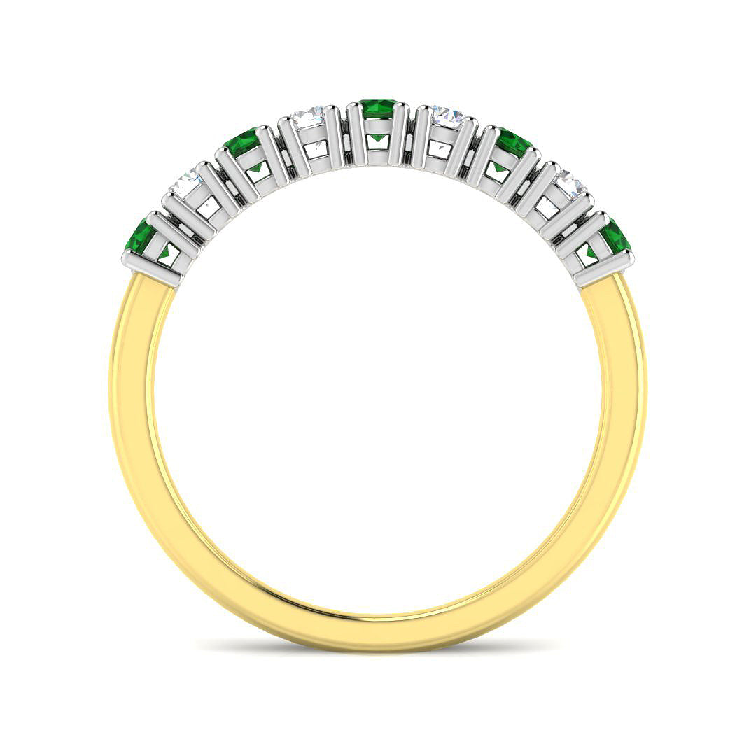 9ct Yellow Gold Round Emerald and Diamond Ring 2