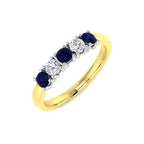 9ct Yellow Gold Round Blue Sapphire and Diamond Ring 1