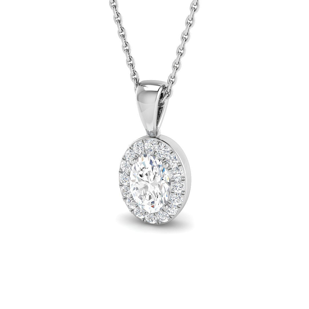 9ct White Gold Oval Lab Grown Diamond Pendant 1