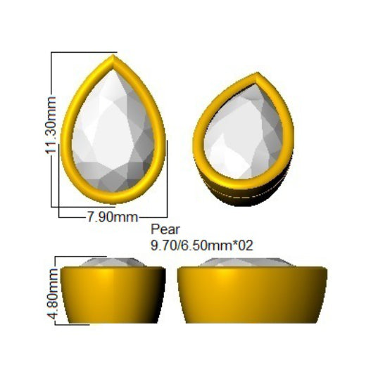 9ct White Gold Pear Lab Grown Diamond Earrings 2