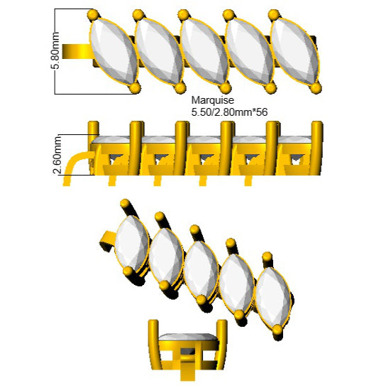 9ct White Gold Marquise Lab Grown Diamond Bracelet 2