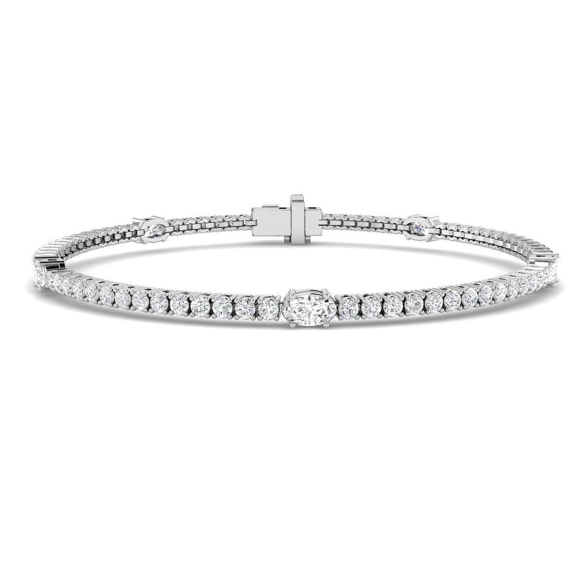 9ct White Gold Oval Lab Grown Diamond Bracelet 1