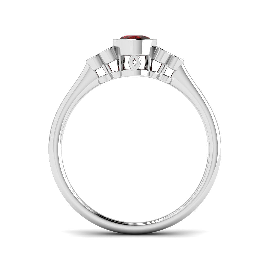 9ct White Gold Oval Ruby and Diamond Ring 2