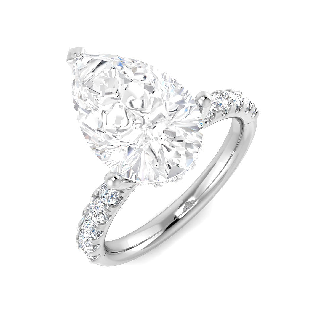 9ct White Gold Pear Lab Grown Diamond Ring 1