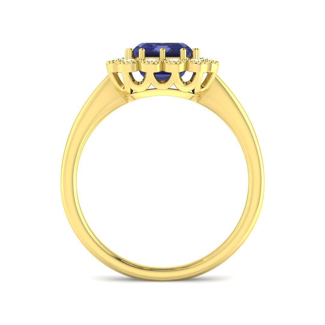 9ct Yellow Gold Baguette and Emerald Cut Tanzanite and Diamond Ring 2