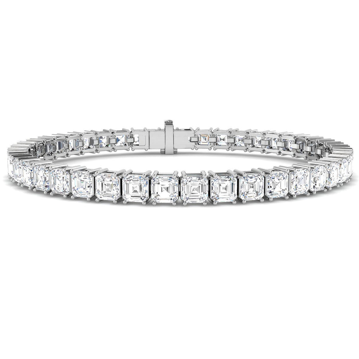 9ct White Gold Asscher Cut Lab Grown Diamond Bracelet 1