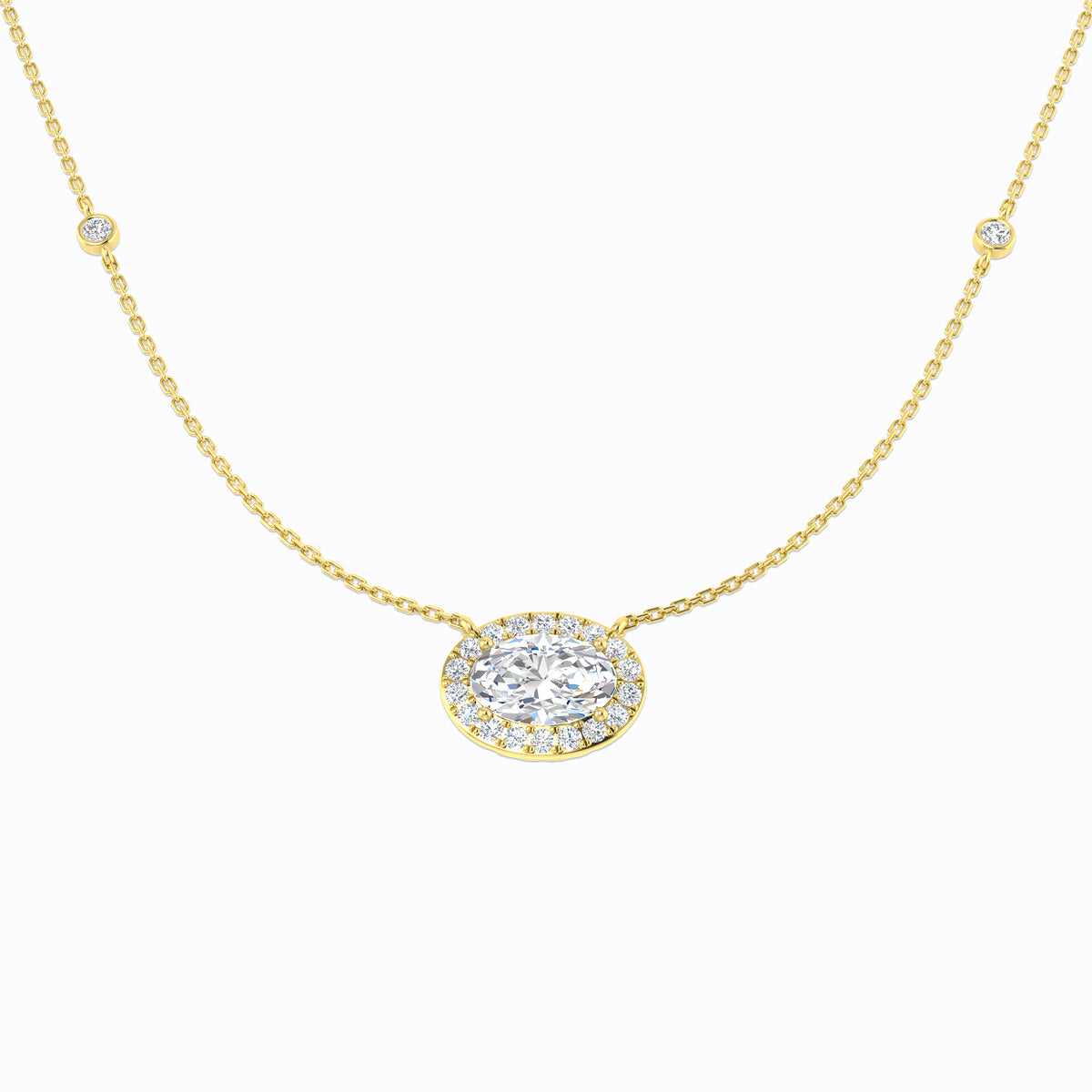 9ct Yellow Gold Oval Lab Grown Diamond Necklace 1