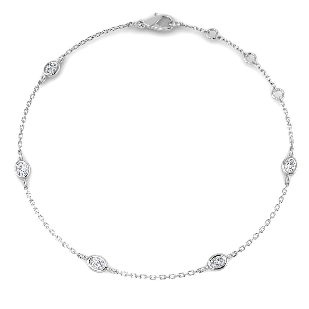 9ct White Gold Oval Lab Grown Diamond Bracelet 1