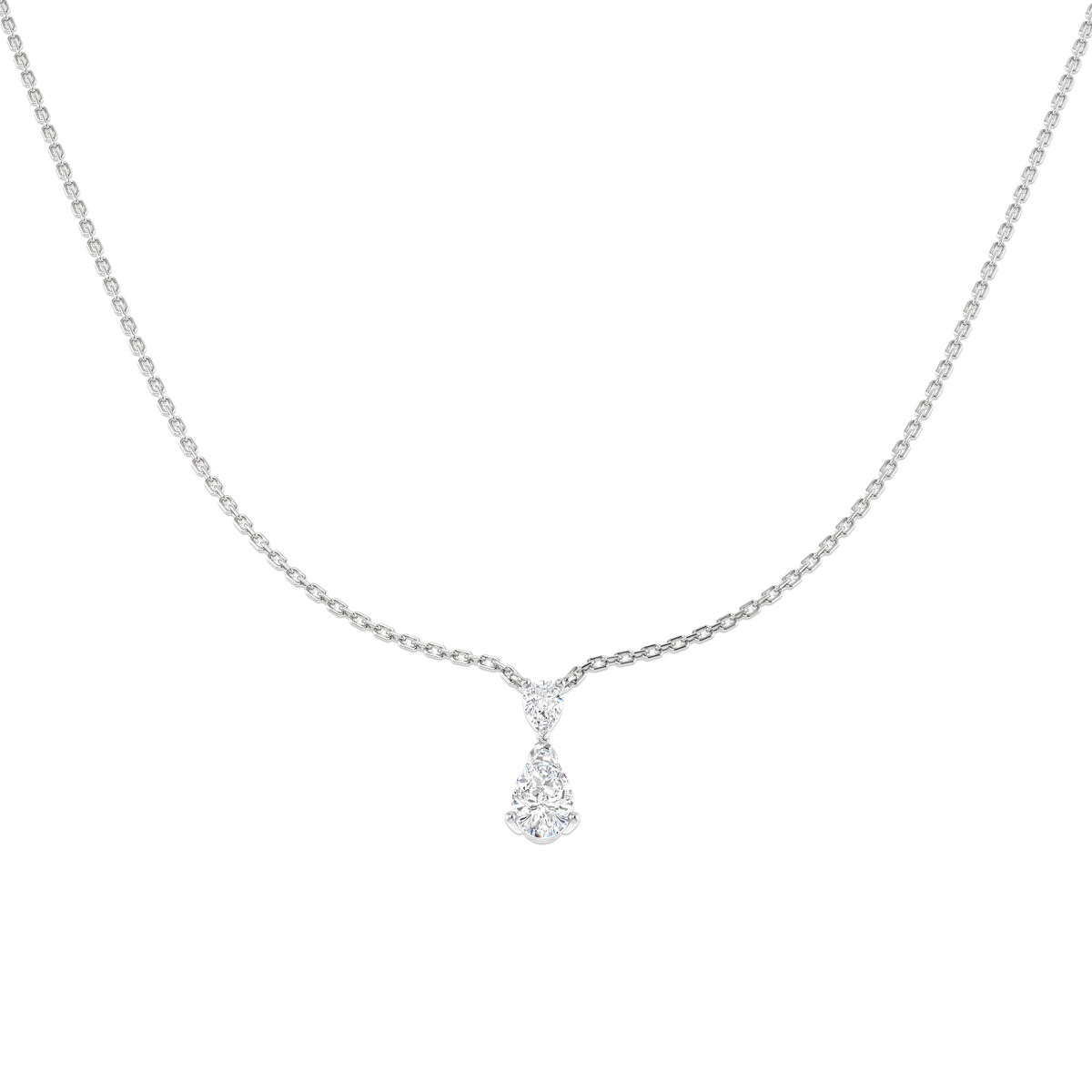 9ct White Gold Pear Lab Grown Diamond Necklace 1