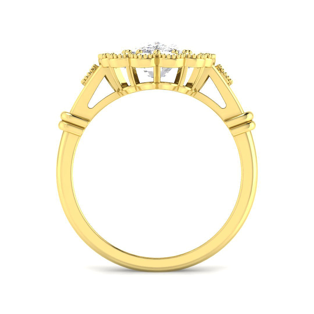 9ct Yellow Gold Cushion Cvd Old Cut Ring 2