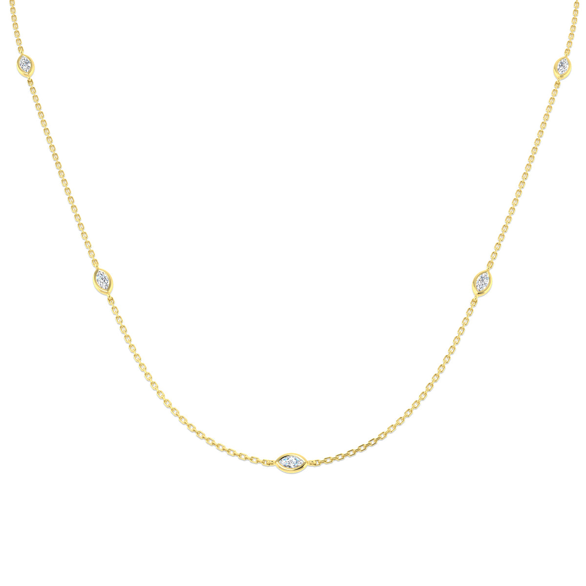 9ct Yellow Gold Marquise Lab Grown Diamond Necklace 1