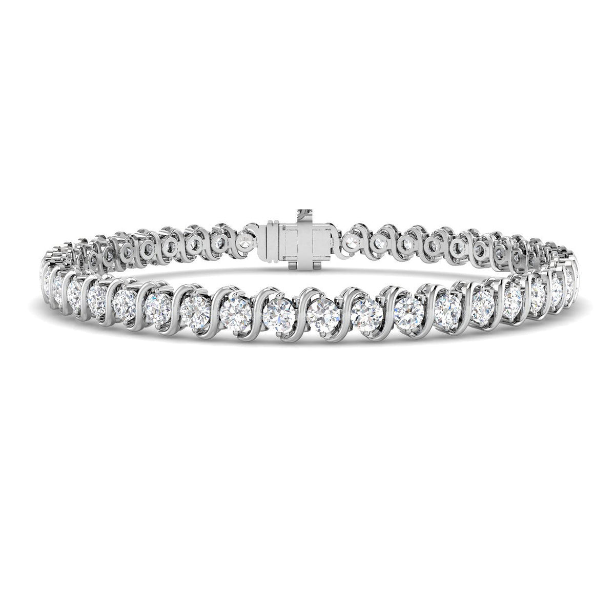 9ct White Gold Round Lab Grown Diamond Bracelet 1