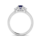 9ct White Gold Oval Blue Sapphire and Diamond Ring 2