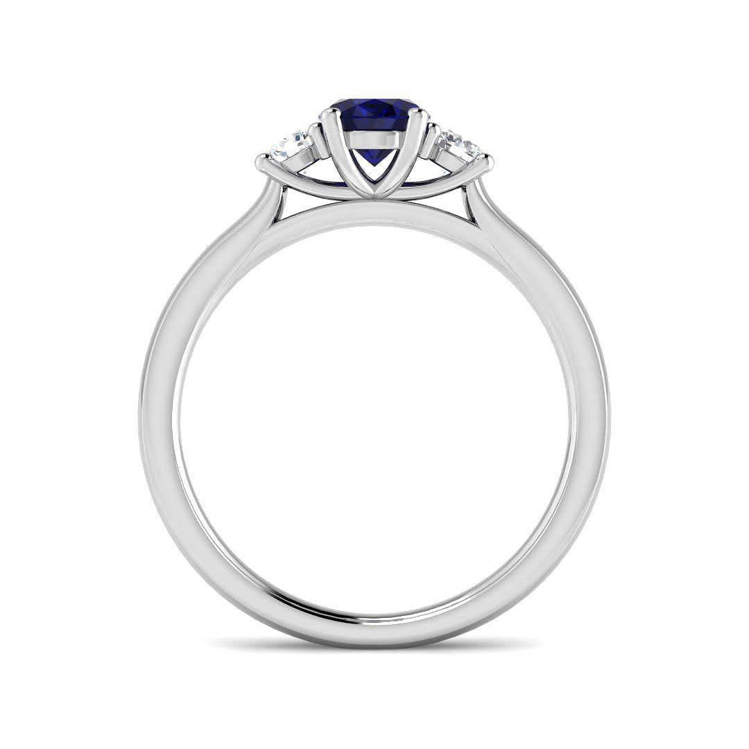 9ct White Gold Oval Blue Sapphire and Diamond Ring 2