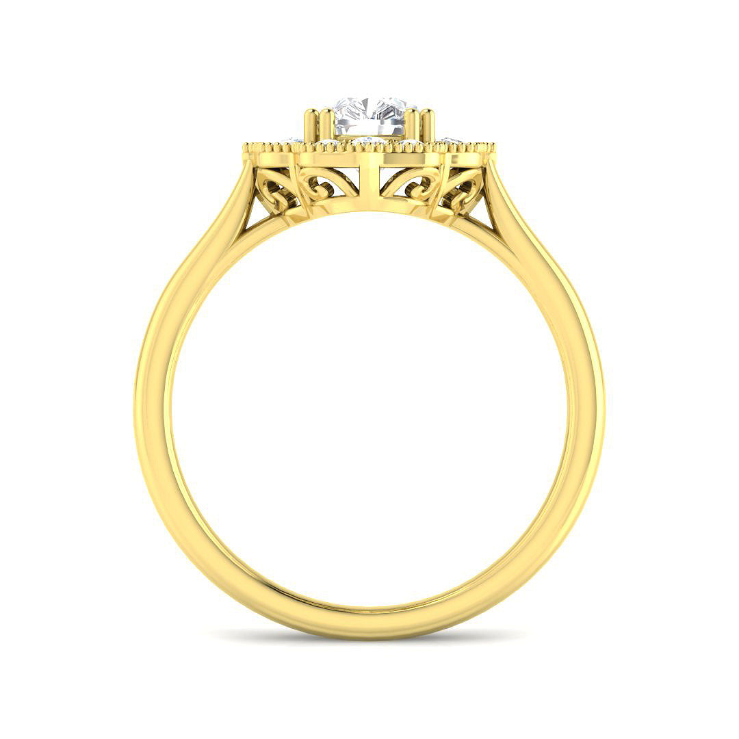 9ct Yellow Gold Cushion Cvd Old Cut Ring 2