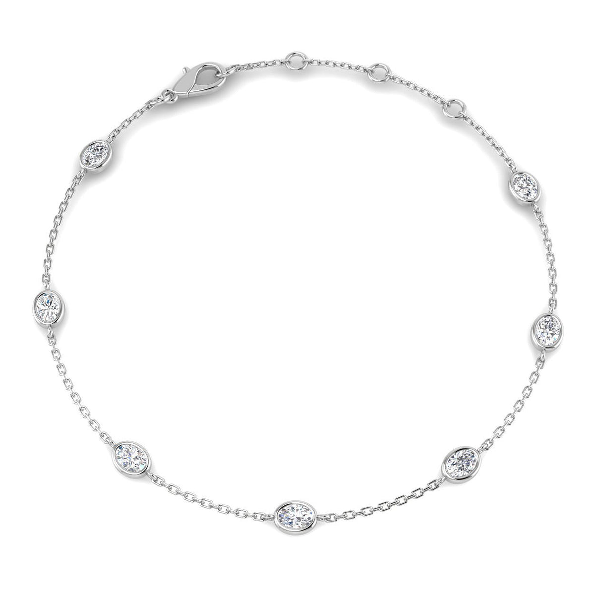 9ct White Gold Oval Lab Grown Diamond Bracelet 1