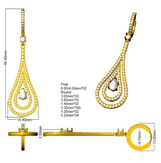 9ct White Gold Pear Lab Grown Diamond Earrings 2