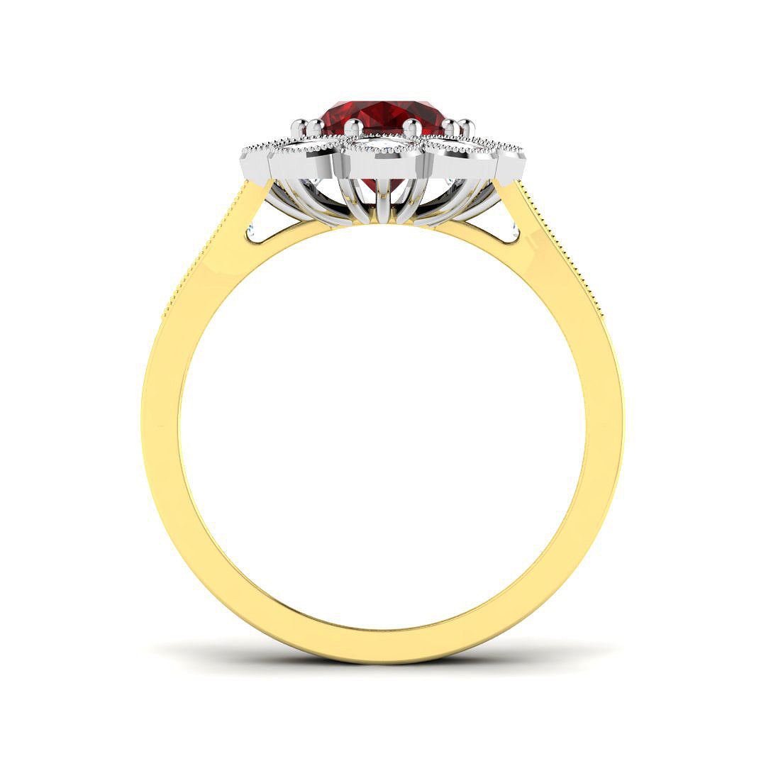 18ct Two Tone Oval Ruby and Diamond Ring 2