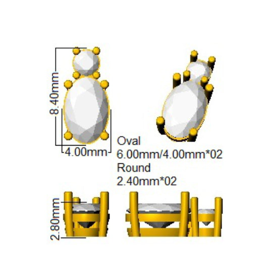 9ct Yellow Gold Oval Lab Grown Diamond Earrings 2