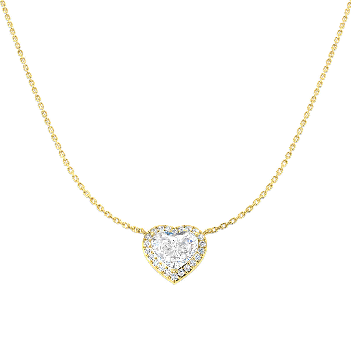 9ct Yellow Gold Heart Lab Grown Diamond Necklace 1