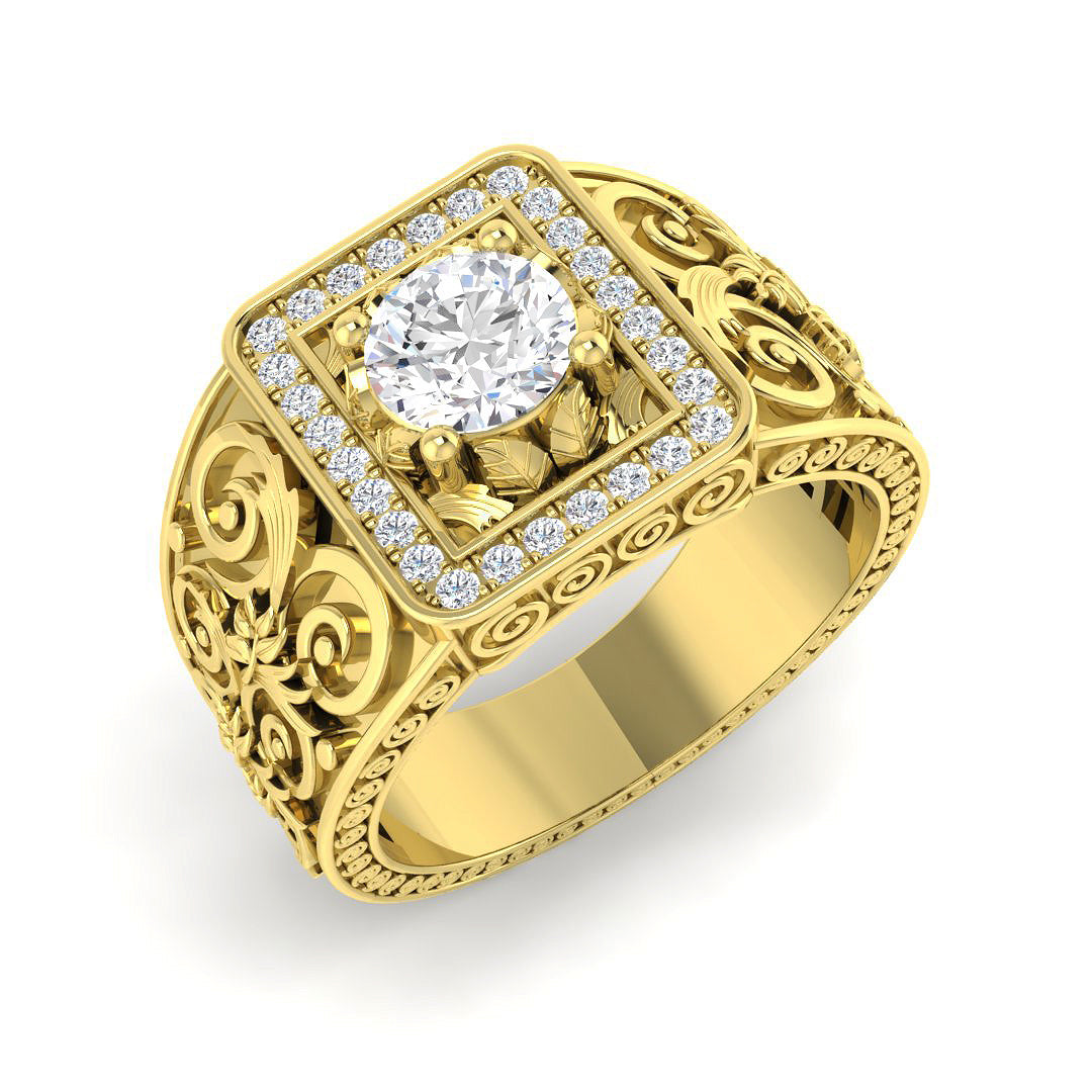 9ct Yellow Gold Round Lab Grown Diamond Ring 1